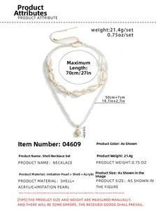 Dimensions détaillées du collier de perles en coquillage avec pendentif tortue