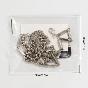 Silver stainless steel hip hop chain bracelet in clear OPP packaging with backing card