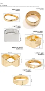 Tabella taglie con dimensioni e peso per bracciali in metallo stile hip hop con molla