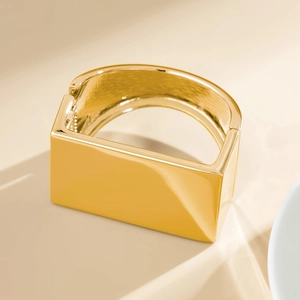 Bracciale a specchio largo oro retrò minimalista con design geometrico a cerniera