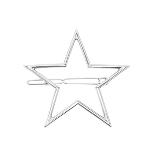 Minimalistische silberne Pentagramm-Haarklammer mit poliertem Hohlstern-Design