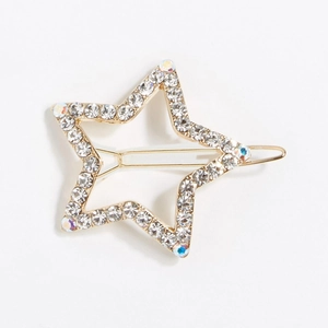 Elegante gouden geometrische ster haarclip met sprankelende strass steentjes