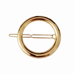 Barrette à cheveux ronde minimaliste en alliage doré avec finition polie brillante