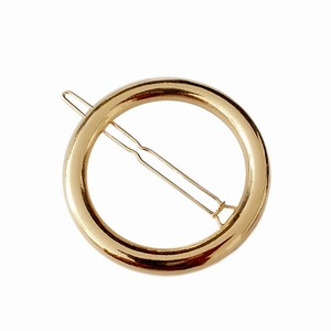 Barrette à Cheveux Ronde Géométrique Minimaliste en Alliage Cercle Métallique Poli Pour Accessoires Cheveux Femme