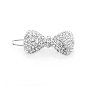 Sparkling rhinestone infinity bow hair clip in silver metal frame for women hair styling