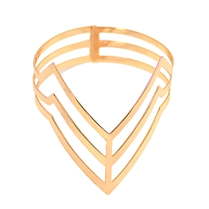 Bohemian Punk Geometric V-Shape Hollow Armlet Three Layer Adjustable Zinc Alloy Arm Cuff Bangle Jewelry For Women Party