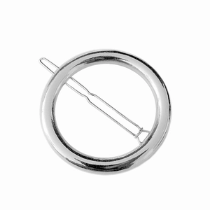 Barrette à cheveux ronde géométrique en alliage argenté poli au fini miroir brillant