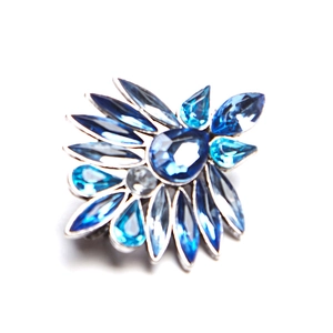Blue crystal Fatima eye spring hair clip set with silver alloy starburst flower design