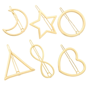 6-teiliges Set minimalistische goldene geometrische Haarklammern mit Mond und Stern