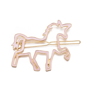 Pince à Cheveux Licorne Rose en Alliage Plaqué Or Goutte d'Émail Simpliste Accessoires de Cheveux Animaux pour Femmes Enfants Bijoux