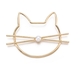 Minimalistische goudkleurige kattenhaarklem met elegante imitatieparel voor dames