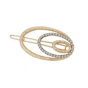Elegante Fermaglio per Capelli Triplo Ovale in Lega con Strass per Donna Martellato Oro Argento Gioielli per Capelli