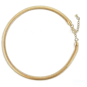 Collier maille serpent dorée polie avec fermoir mousqueton et chaîne d'extension