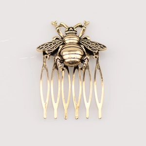 Vintage Alloy Bee Shape Hair Comb French Style Metal Insect Hair Clip For Women Wedding Party Daily Hair Accessories