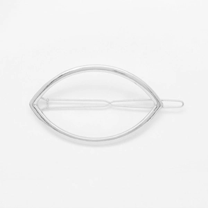 Close-up of a minimalist silver hollow leaf-shaped alloy metal hair clip hairpins