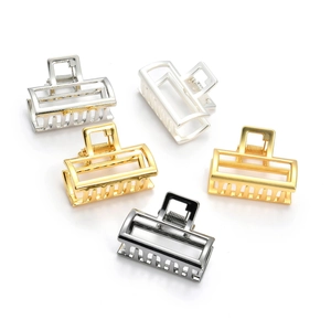 Pinza per Capelli in Lega Rettangolare Geometrica Minimalista per Donna Mollette in Metallo Traforato Oro Argento Oro Rosa Nero Accessori per Capelli