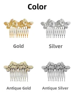 Detailed comparison of butterfly hair combs in gold, silver, antique gold and silver
