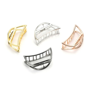 Simple alloy hair claw clip set in gold silver rose gold and gun grey metallic finishes