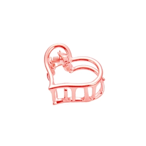 Pince à cheveux élégante en forme de cœur couleur or rose avec design ajouré