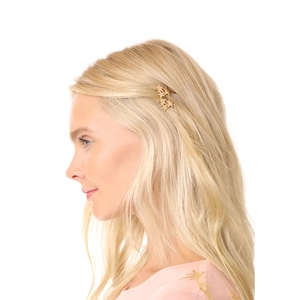 Minimalist gold star hair clip with geometric alloy pentagrams worn on blonde hair