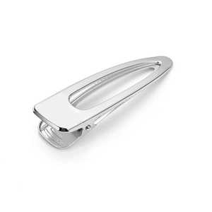 Minimalist silver metal hollow out duckbill hair clip with polished finish and spring grip