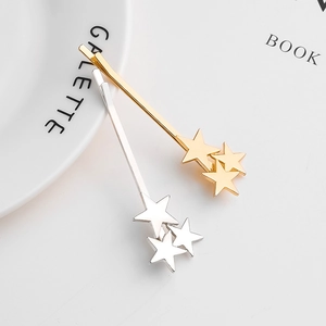 Minimalist geometric alloy star hair pins set in gold and silver finish for women