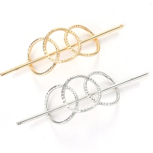 Vintage Gehämmert Geometrisch Verriegelte Kreise Zinklegierung Haarstab Elegant Minimalistisch Haarknotenhalter Damen Haarschmuck