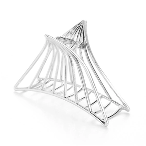 Silver hollow geometric triangle hair claw clip for thick hair with metal spring