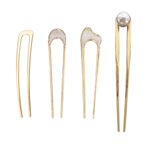 Minimalist Alloy U-Shaped Hair Stick For Women Elegant Geometric Hair Fork Metal Hairpin For Bun Styling Daily Accessory