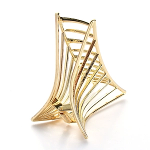 Minimalist gold metal hair claw clip with geometric hollow mesh design for women