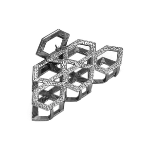 Pince à cheveux géométrique hexagonale évidée en métal gris foncé de style minimaliste