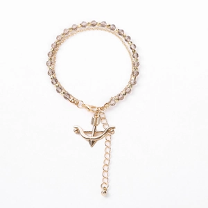 Handmade beaded multilayer bracelet with crystal beads and gold arrow charm for women