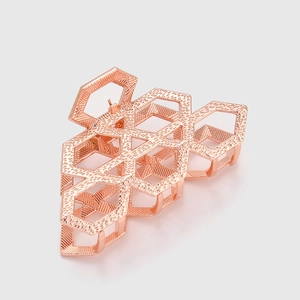 Pince à cheveux géométrique hexagonale en métal finition or rose pour femme