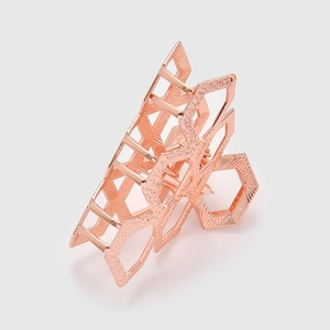 Pince à cheveux géométrique creuse hexagonale avec design en nid d'abeille or rose