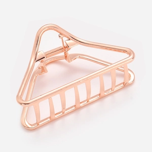 Pince à cheveux géométrique minimaliste en alliage or rose avec design triangle creux
