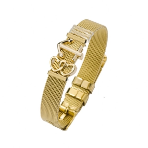 Bracelet à Mailles Milanaises en Acier Inoxydable Avec Breloques Ancre et Coeur en Alliage Bijoux de Mode Unisexe Cadeau