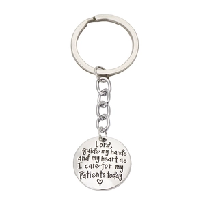 Inspirational Round Pendant Keychain Engraved Motivational Lettering Zinc Alloy Metal Key Ring Jewelry Gift For Nurse Student Women Men
