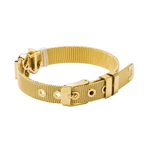 Bracelet en maille dorée avec pendentif ancre nautique et boucle de fermeture réglable