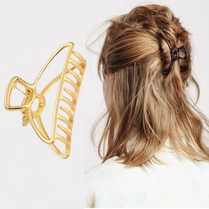 Large Metal Hair Claw Clip Alloy Geometric Hollow Hair Catch Barrette For Women Vintage Elegant Hair Accessories