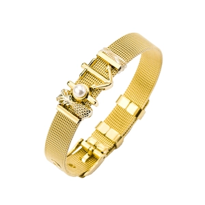 Edelstahl Milanaise Armband Charm Armband Verstellbare Handkette Mit Ananas Anker Künstliche Perle Für Damen Schmuck