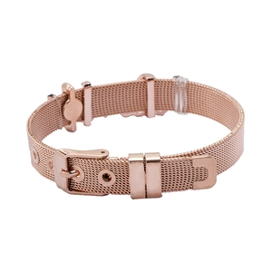 Elegant rose gold mesh stainless steel watch strap bracelet with adjustable buckle