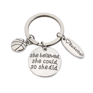 Inspirierender Sport Schlüsselanhänger Aus Legierung Edelstahl Damen She Believed She Could So She Did Basketball Fußball Geschenk