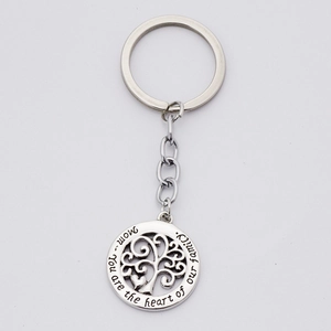 Silver Tree of Life keychain with Mom You are the heart of our family engraving