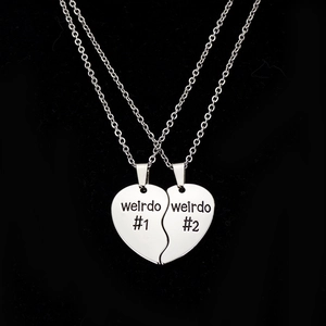 Collana con Pendente a Cuore Puzzle in Lega Acciaio Inossidabile weirdo Big Little Sis Incisa Portachiavi Amicizia Gioielli