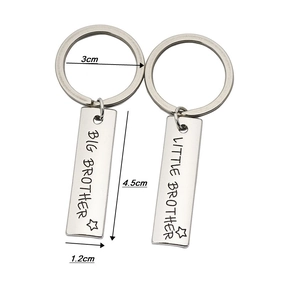 Lot de porte-clés en acier inoxydable Big et Little Brother avec étoiles gravées