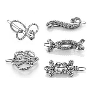 Vintage Alloy Rhinestone Hair Clip Flower Butterfly Heart Geometric Side Clip For Women Wedding Party Elegant Headwear