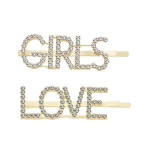 Horquilla de Aleación Simple de Letras con Diamantes Love Girls Pinzas para el Pelo Bañado en Oro Plata Accesorios para el Cabello