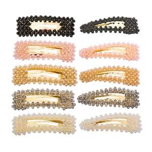 Ensemble détaillé de 10 barrettes à perles de formes rectangulaires et en gouttes d'eau
