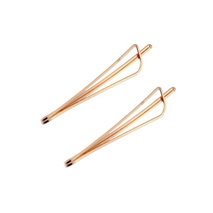 Minimalist geometric rose gold hair clips set with hollow triangular and bar design