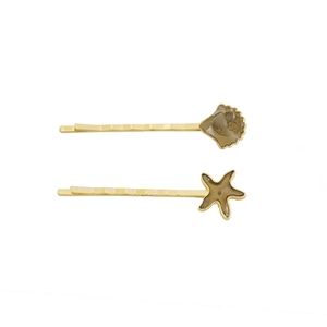 Fermagli per capelli minimalisti in acetato con conchiglia e stella marina oro